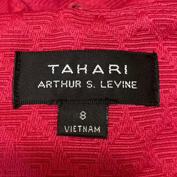 Arthur S. Levine Tahari Pink Red Sleeveless Pleated Zip Mini A-Line Dress Size 8 - Picture 4 of 5